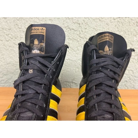 Size 8 - Vintage Adidas Beckenbauer Super Football (Soccer) Cleats Black Yellow - Picture 5 of 13